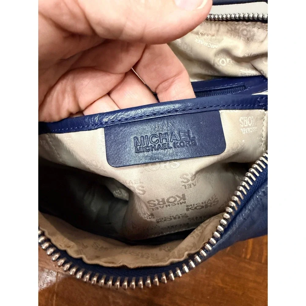 Michael Kors‎ Blue Leather Studded Hobo Shoulder Bag Silver Hardware Y2K Vinage